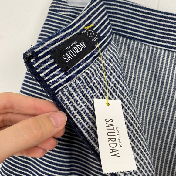 NWT Kate Spade Saturday Layover Skirt in Railroad Stripes Pencil Skirt - Picture 5 of 11